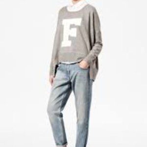 French Connection gray and white Letter F sweater   size S  NWOT